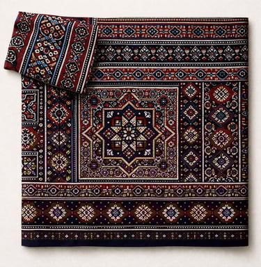Traditional Ajrak block printed fabric Pakistan