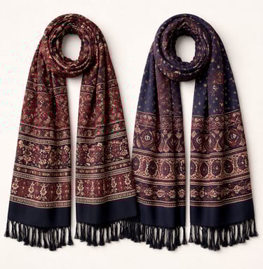 Handcrafted Ajrak printed shawls