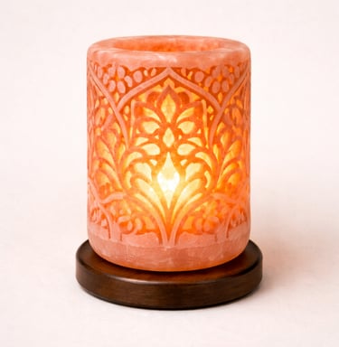 Cutwork carved Himalayan salt lamp ornamental glow lighting décor
