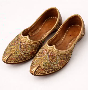 Traditional mojari shoes with detailed hand embroidery