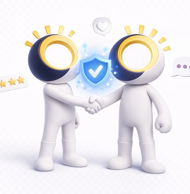 Illustration showing trust built through clarity and structure rather than personal branding