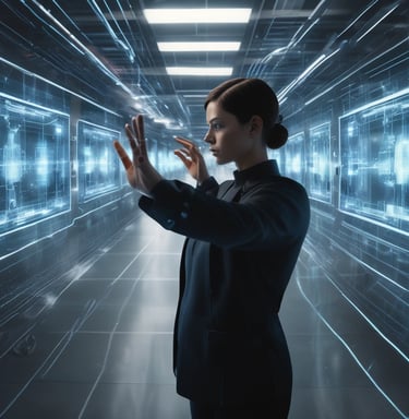 Hands typing on a keyboard with colorful course thumbnails on the screen