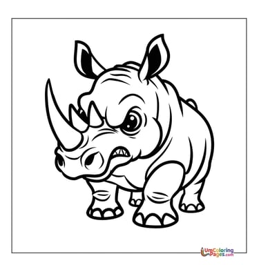 Charging rhino outline drawing kids coloring worksheet