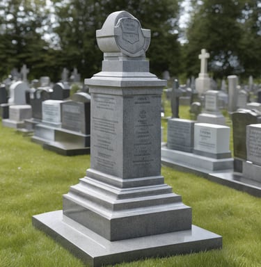 a cemetery cemetery with a cross on the grass