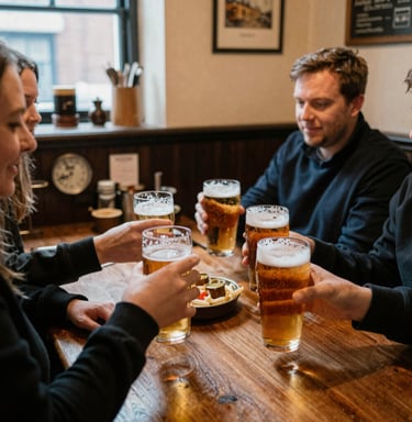 three person holding clear drinking glasses