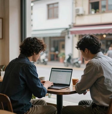 unknown person using laptop