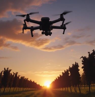 Team of drone operators reviewing flight plans on tablets in a modern office.