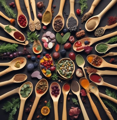 a variety of spices and supplements