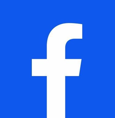 a white facebook logo on a blue background