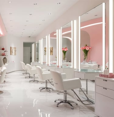 a salon with a pinkish pinkish pinkish pinkish pinkish pinkish