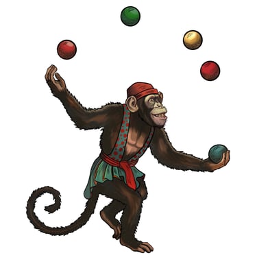 singe jongle cirque vintage