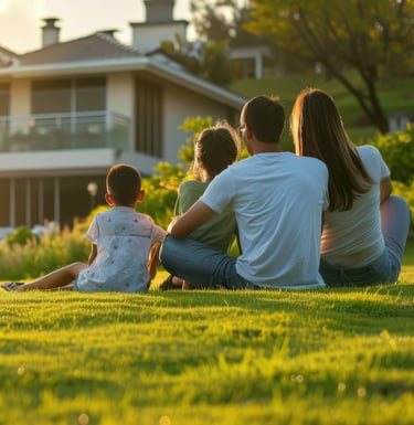 Cleveland Family admiring the roof outside their Cleveland home