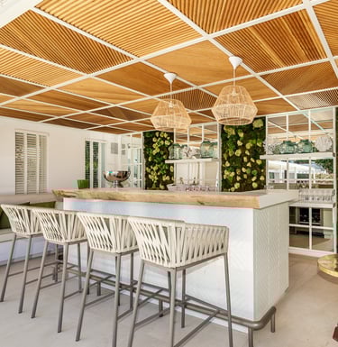 Sleek contemporary pool bar at Villa Serenity