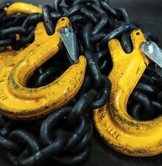 chain slings laid out ready for inspection