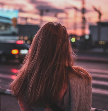 Woman watching traffic