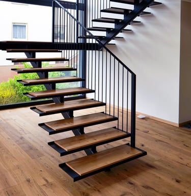 Designtrepe mit Holz