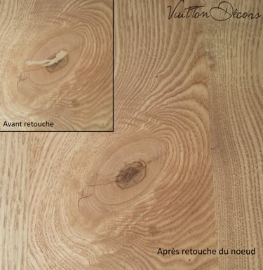 Imitation bois en peinture pour une retouche sur pâte à bois