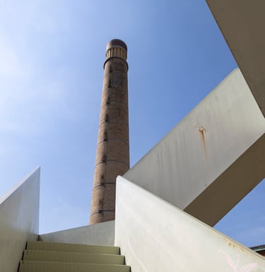 a staircase case with graffiti on it