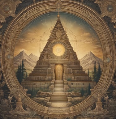 A serene mystical landscape with soft glowing light expanding over a horizon.