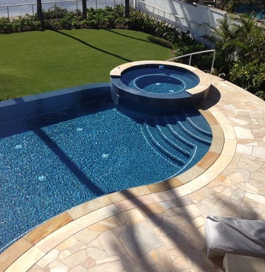 natural stone pool tiling