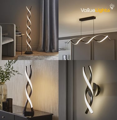 Matt Black Double Twist Floor Lamp