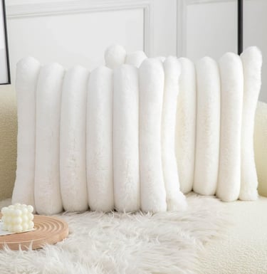Cream White Faux Fur Pillow Covers