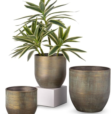 3 Metal Plant Pots Indoor