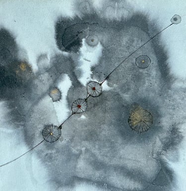 A Piece of Akasha 1©2024, Fumiyo Yoshikawa, Sumi-ink, gold on Kozo paper