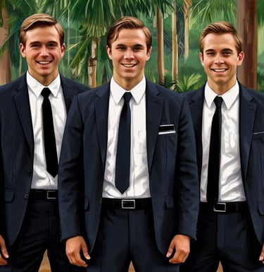Trois jeunes missionnaires mormons souriants
