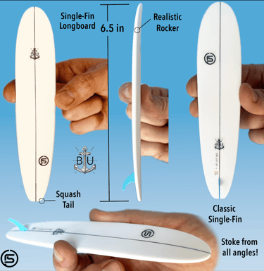 BU Single Fin Long Board Finger Surfboard