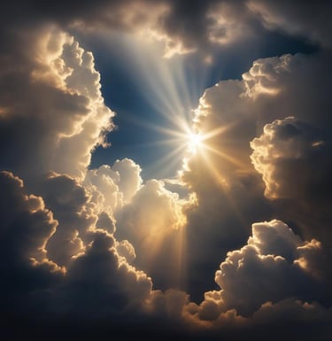 Sun shining through clouds indicating spiritual psychic event