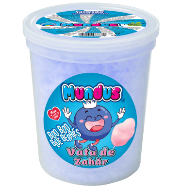 Cotton candy cu aromă de afine de la Mundus, 20g, vata de zahar ambalata la pahar