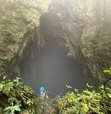 finally emerging from the exit of hang son doong cave, Vietnam
