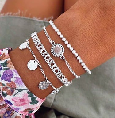 Bracelets en argent plaqué rhodié
