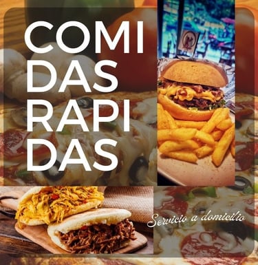 Hamburguesas, pizza, arepas rellenas,  brochetas, Cajamarca