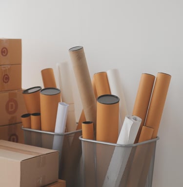 mailing paper tubes on basket