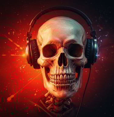 a skull headphones with headphones on