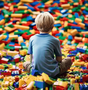 blue, red, and white artwork