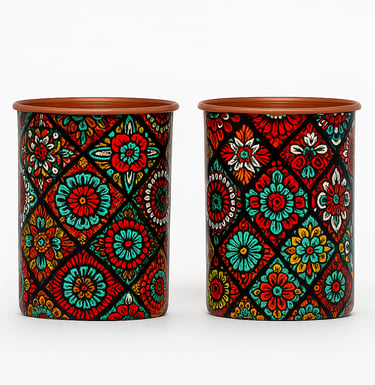 Meena Print Copper Carafe – Designer Copper Water Jug
