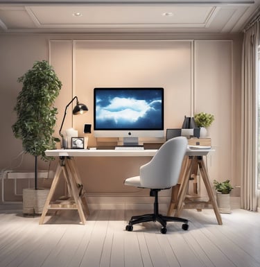 cozy work from home set-up