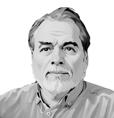 a man with a beard and a shirt on