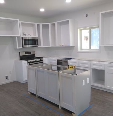 This is a handbilt countertop. The epoxies I used mimic a white Carrera marble finish.