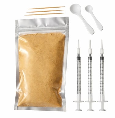 baby bird feeding formula in foil pouch with syringes and crop tubes