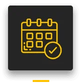 Ícone linear de um calendário representando o prazo rápido de produção de 15 dias úteis.