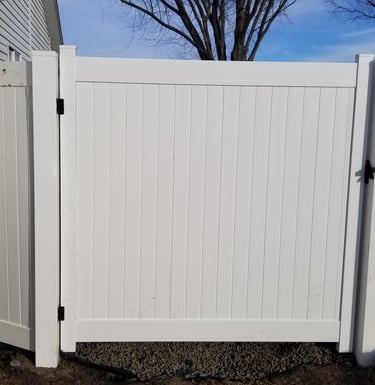 Vinyl tan gate six foot first fence of idaho
