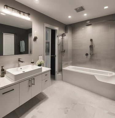 view of a bathroom with a sink on the left and a bath on the right