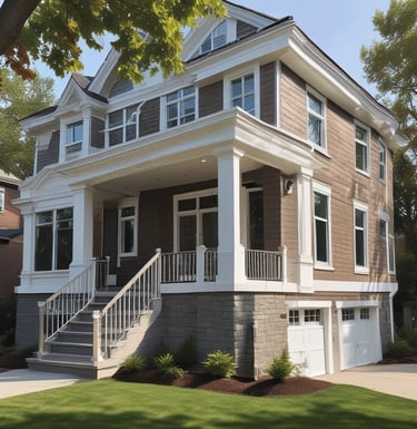 three-fourths view of the front exterior of a house