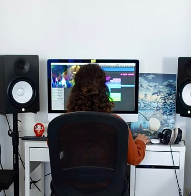 Federica working in her home studio