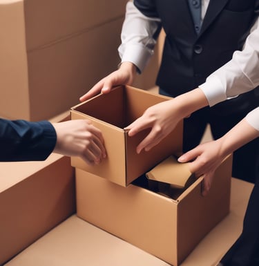 person giving brown box