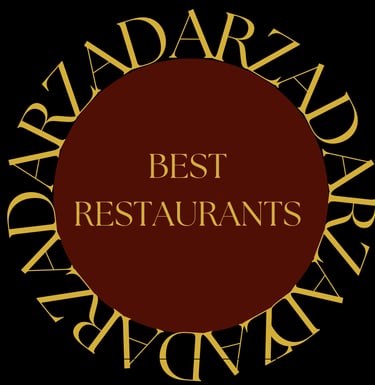 Letters ZADAR surrounding a red circle. Title inside the circle: Best restaurants